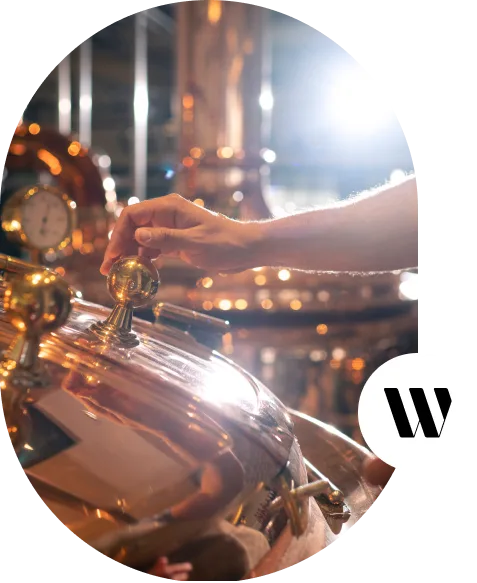 Brass valve on bourbon distillation apparatus